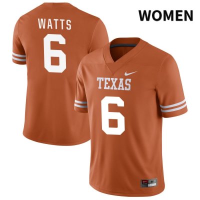 Texas Longhorns Women's #6 Ryan Watts Authentic Orange NIL 2022 College Football Jersey KQY74P8O